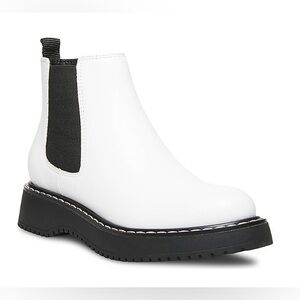 Madden Girl White and Black Ankle Booties